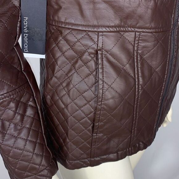 NWT Harve Bernard Women's Textured Quilted Jacket Chocolate Brown Small - Picture 2 of 14